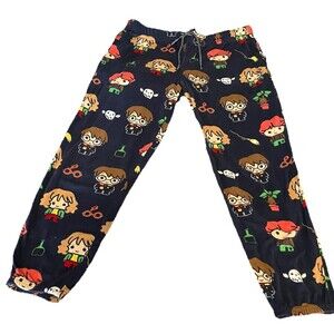 Harry Potter Pajama Pants Women's M Chibi Navy Fleece Jogger Sleepwear Lounge